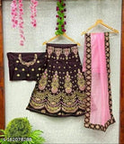 Satin solid2 lehenga choli with net dupatta, short sleeves, intricate embroidery, multi-colored partywear design, 1 unit