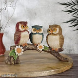 Multicolor resin owl family set, adds elegance to living room, bedroom, office decor