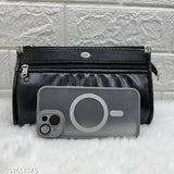 Artificial leather women's multi-pocket clutch, free size (9x2 in), PU material