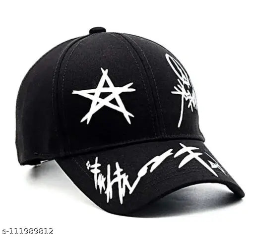 Fabulous Men's cotton baseball cap, unisex trendy printed design, made in India