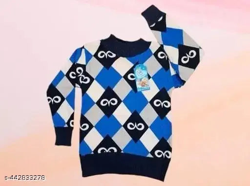 Woolen argyle printed baby sweaters for boys and girls (pack of 2), soft and cozy winter wear