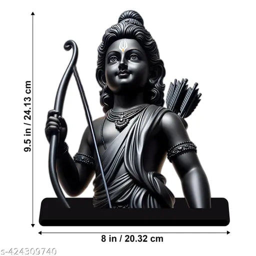 Wooden Indianara Ram Lalla Ayodhya Mandir 2D cutout decorative showpiece (8 x 5.5 inch), ideal for Pooja rooms, living spaces, or gift-giving