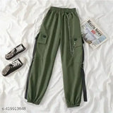 Cotton solid mehandi cargo pant for women & girls - Indian traditional style