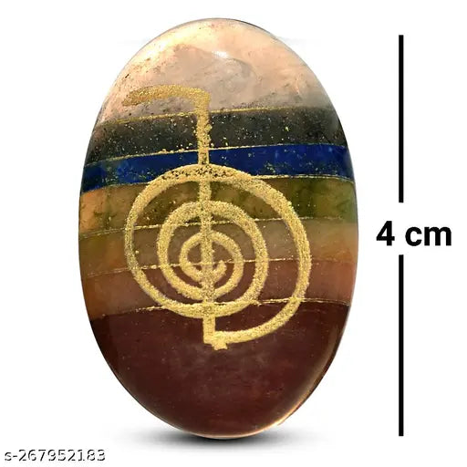 Indian-origin oval Reshamm 7 Chakra Thumb Worry Stone for anxiety relief & meditation, portable crystal showpiece