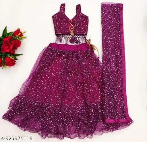 Attractive kids marble net lehenga choli, Indian traditional wear for ages 2-11