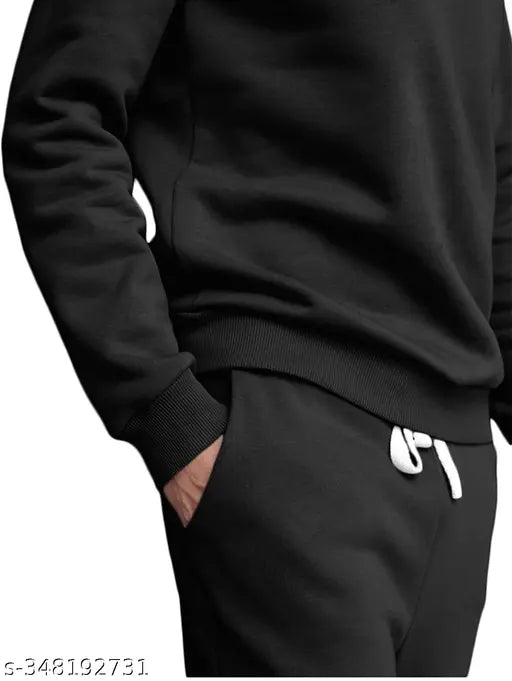 Black cotton round neck tracksuit by Shivi Brand Store, premium quality for men's/boys fashion, XS-XXL sizes available