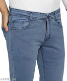 Polycotton plain slim fit jeans for men, fashionable washed denim in various sizes from 28-34 inches