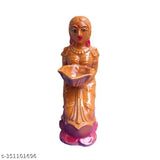 Ceramic Paavai Vilaku statue, traditional handicraft for home showpiece, symbolizing prosperity & auspiciousness, 11cm L x 13cm H x 6cm B