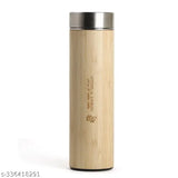 Brown stainless steel vacuum-insulated Greens and Bamboo bottle (450ml), keeps drinks hot or cold