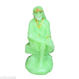 Light green marble Radium Sai Baba statue showpiece, glows under light