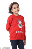Red cotton blend Ninos Dreams Christmas snowman print full sleeve sweatshirt for kids, suitable for ages 6-14 years