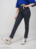 High-waisted stretchable premium denim washed black jeans for women, baggy fit with easy carry and anti-shrink fabric. Indian manufacturer