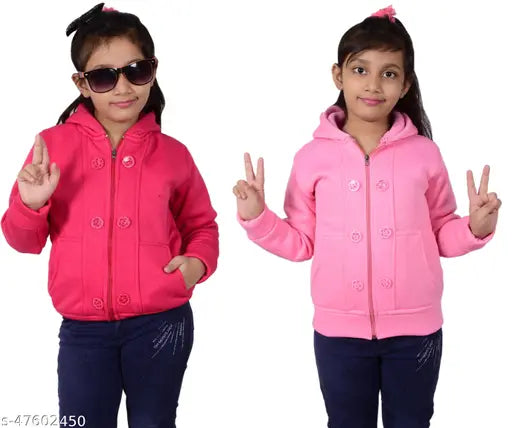 BLUSHH COLLECTION kids wool sweatshirts & hoodies, solid pattern in 6-7, 7-8 years sizes, pack of 2