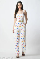Polycotton sleeveless striped jumpsuit with printed design, XS-XXL sizes, Indian origin