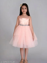 Peach embellished net dress for kids party wear, 1-2 years size, India origin