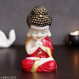 Handcrafted poly resin Buddha statue, 19cm x 9cm x 10cm, perfect for home decor, gifts, and temples. Attractive color and lively design, durable and long-lasting. Made in India