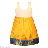 Traditional Chanderi Silk Lehenga Choli set for girls (8-11 yrs), embroidered with Indian South Style Pattu Pavadai, complete with waist belt