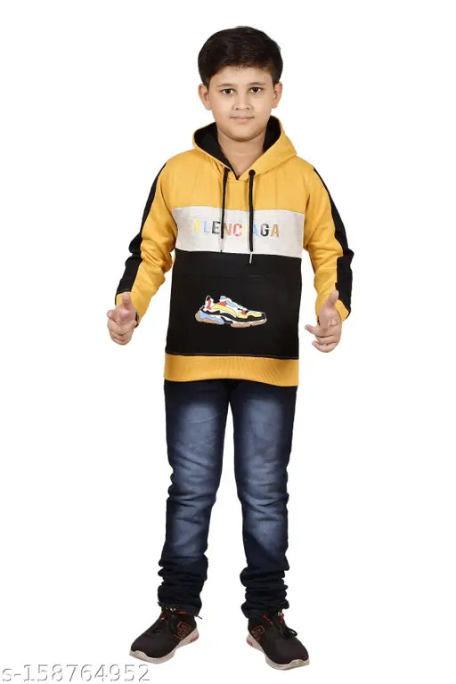 Wool long-sleeve sweatshirt with printed pattern for kids and boys, India-made