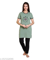 Cotton blend, lightweight and breathable summer nightsuits for women & girls with chest print - India