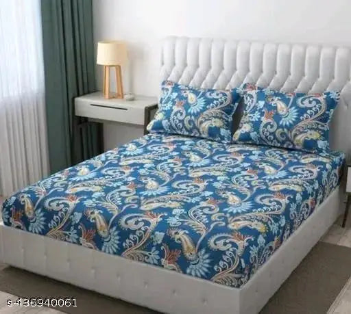 Double-King 100% cotton Palak Handicrafts bedsheet with superfine ethnic motifs & 2 matching pillow covers, ideal for summer adult use
