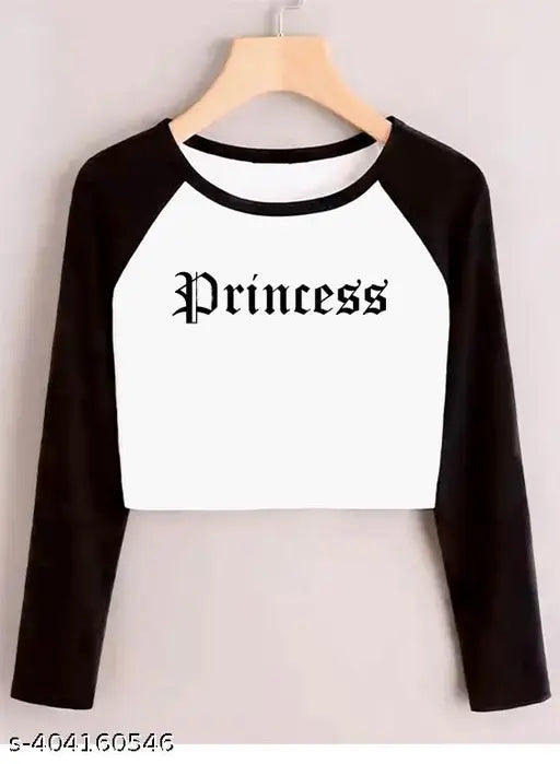 Cotton blend printed raglan cropped t-shirts for women, summer fashion (S-XL), Indian origin