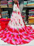 Multi-colored Georgette saree with printed blouse, Indian ethnic wear for women, high-quality fabric