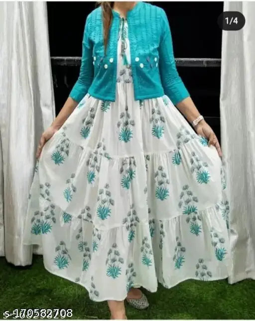 Rayon Abhisarika Pretty Kurti jacket with embroidery, printed kurta - Indian fashion for women, trendy work and designs speak elegance