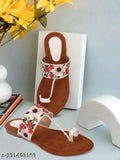 Synthetic leather embellished slip-on flats, Regular kolapuri design for women, Indian origin