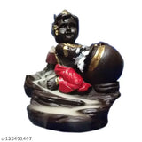 Red poly resin Natkhat Krishna Smoke Fountain, leasing waterfall smoke effect for home decor and gifting