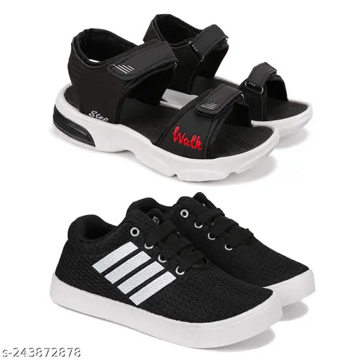 EVA sandals, trendy outdoor casual for boys (pack of 2), printed net design, perfect fit with Velcro