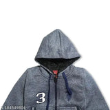 Navy blue cotton blend kids jacket type sweater, solid pattern for cool and impressive style