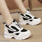 Colorblocked synthetic and rubber girls sports shoe, single pair with net design, size options available from 4 to 8, originating from India