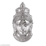 Brass-plated Silver Varalakshmi Goddess face, ideal for Varamahalakshmi pooja (18cm x 1.5cm x 9cm)
