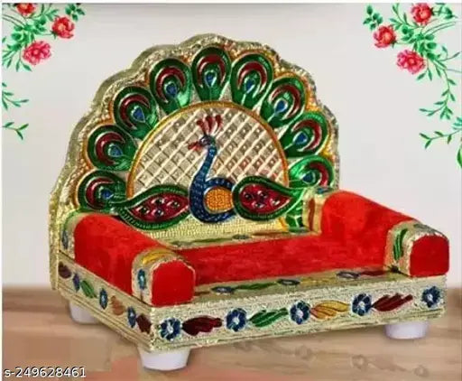 Wooden Lord Krishna Singhasan, intricately crafted for 012 laddu gopal ji showpiece, Indian handicraft home decor