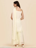 Georgette embellished kurta sharara set with dupatta, sleeveless, Indian women's fashion