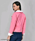 Denim solid full-fur twil jacket for women, long sleeves, India-origin