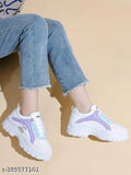 Multi color mesh sneakers for women and kids, featuring lace-up fastening and solid rubber sole, trendy footwear in various sizes from 3 to 8, designed in India