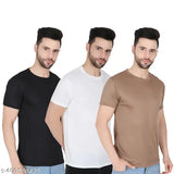 New Singh Men solid round neck t-shirts pack of 3 - Polyester short sleeve men's tops, various sizes from S to XXL originating from India