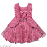 Silver Kraft burgundy net frock dress for young girls, intricate print design, perfect for parties