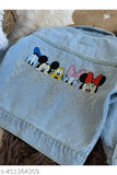 Light blue Swarovski embellished denim jacket for girls, size 3-4 years