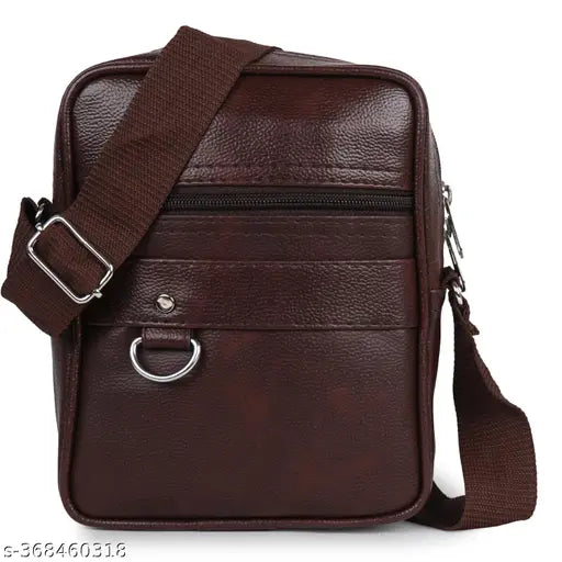 Leatherette crossbody bag for men, perfect for travel or office. Solid colored, adjustable strap, holds essentials hands-free