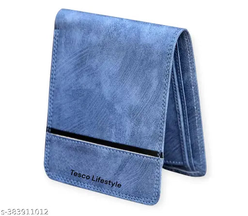 Green faux leather bi-fold wallet for men & women, premium PU leather, credit card holder, slim & light weight, smart design with multiple compartments