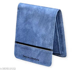 Green faux leather bi-fold wallet for men & women, premium PU leather, credit card holder, slim & light weight, smart design with multiple compartments
