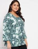 Plus-size women's rayon printed round neck top, XL-5XL, versatile casual wear, premium quality craftsmanship