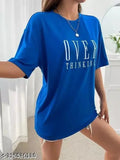 Royal Blue oversize nylon t-shirt, short sleeves, printed pattern. Relaxed fit, comfortable clothing for casual fashion and streetwear style