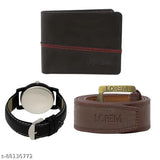 Synthetic leather watch & wallet combo with belt for men - functional, durable, great gift