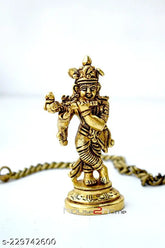 Brass antique Krishna statue, finely detailed carving, 3.5cm x 9cm x 5cm Indian idol