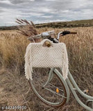 Handcrafted cotton macrame sling bag, 12x10 inches, boho chic for everyday outings