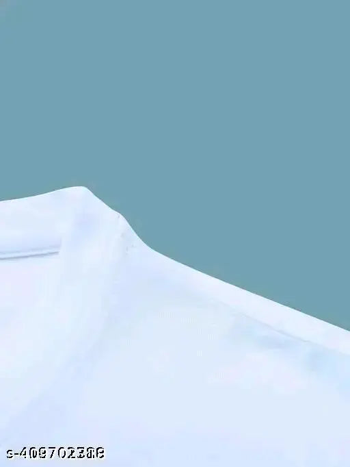 Polyester printed t-shirt for men and women, short sleeves with vibrant design. Sizes: S(36in/27in), M(38in/28in), L(40in/29in), XL(42in/30in), XXL(44in/30in). Made in India