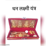 Brass Indian Sri Dhan Laxmi-Kuber Bhandari Yantra, golden Ganesh idol (15x23x11 inches), ideal for Diwali puja and gift